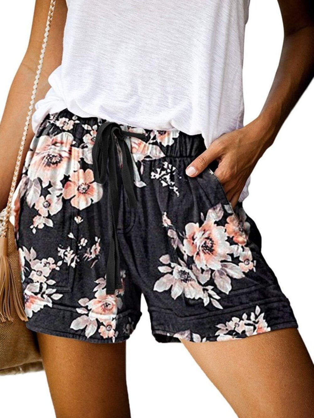 Comfy Plus Size Casual Drawstring Shorts with Pockets - Loose Fit & Elastic